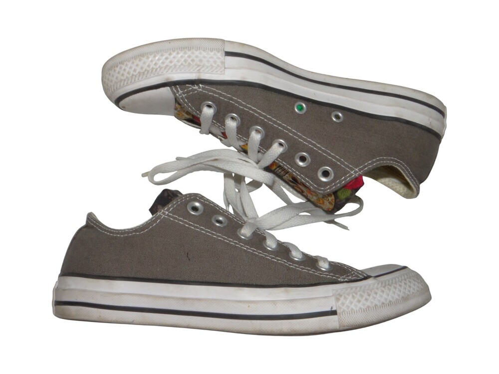 Converse Chuck Taylor All Star Low Top Gray Sugar Skull Sneakers Shoes Womens 7